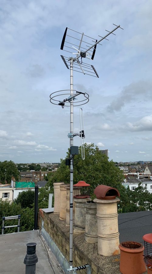 Freeview TV, FM and DAB radio aerial installation.